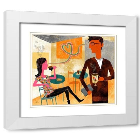 Coffeeshop Love White Modern Wood Framed Art Print with Double Matting by Faust, Richard