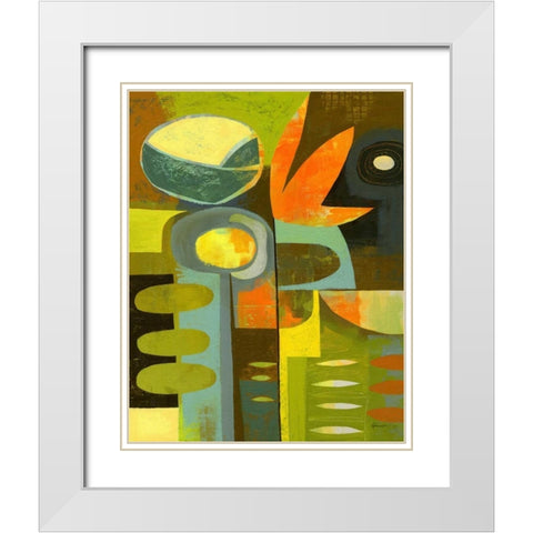Cubist Garden 2 White Modern Wood Framed Art Print with Double Matting by Faust, Richard