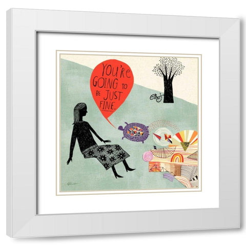 Turtle Advice White Modern Wood Framed Art Print with Double Matting by Faust, Richard