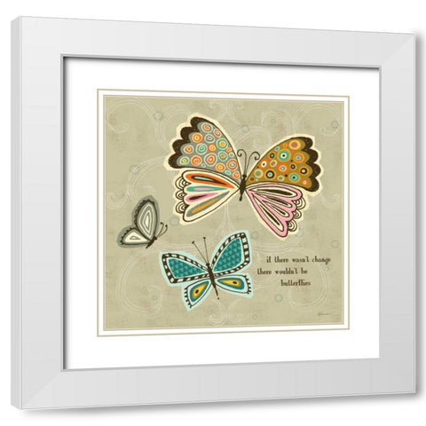 Ragtag Butterfly 1 White Modern Wood Framed Art Print with Double Matting by Faust, Richard