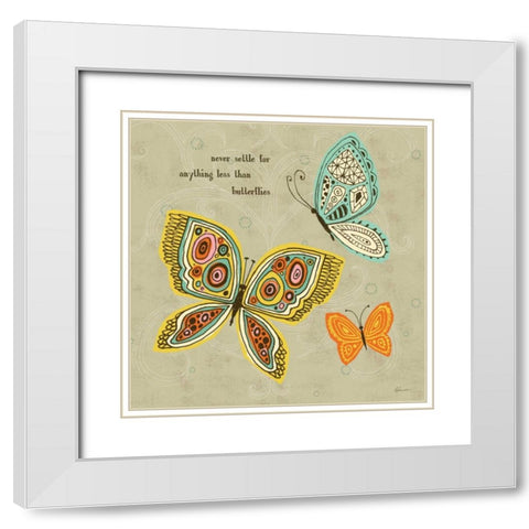 Ragtag Butterfly 3 White Modern Wood Framed Art Print with Double Matting by Faust, Richard