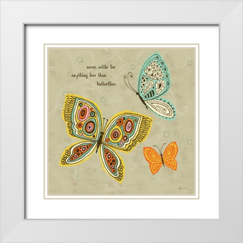 Ragtag Butterfly 3 White Modern Wood Framed Art Print with Double Matting by Faust, Richard