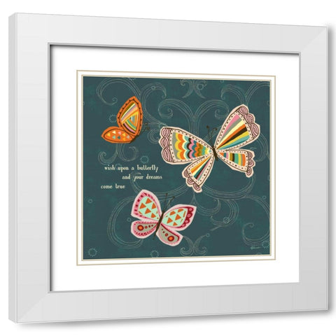 Ragtag Butterfly 4 White Modern Wood Framed Art Print with Double Matting by Faust, Richard