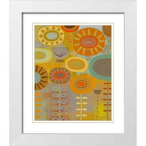 Retro Bloom 2 White Modern Wood Framed Art Print with Double Matting by Faust, Richard