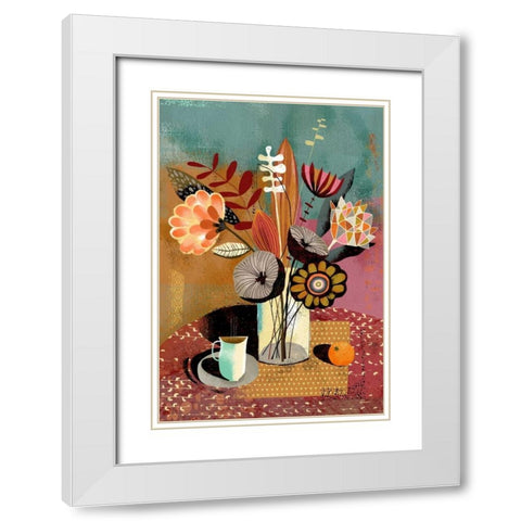 Vase Bouquet White Modern Wood Framed Art Print with Double Matting by Faust, Richard