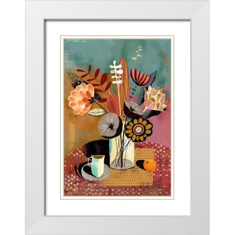 Vase Bouquet White Modern Wood Framed Art Print with Double Matting by Faust, Richard