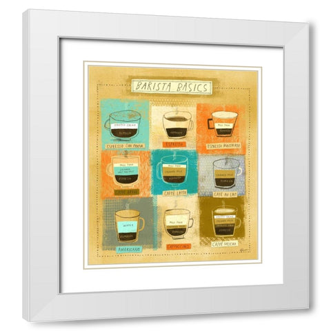 Barista Chart White Modern Wood Framed Art Print with Double Matting by Faust, Richard
