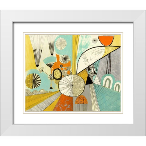 Jazzy Stuff White Modern Wood Framed Art Print with Double Matting by Faust, Richard