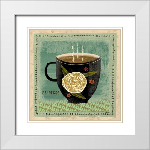 Barrista Beauty 1 White Modern Wood Framed Art Print with Double Matting by Faust, Richard