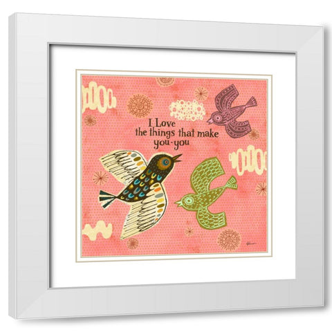 Birdie Bliss 2 White Modern Wood Framed Art Print with Double Matting by Faust, Richard