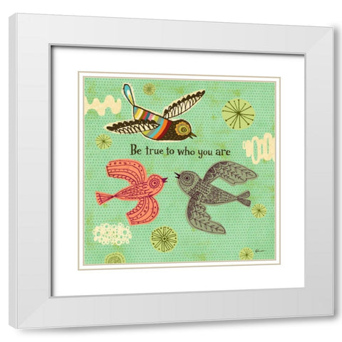 Birdie Bliss 3 White Modern Wood Framed Art Print with Double Matting by Faust, Richard