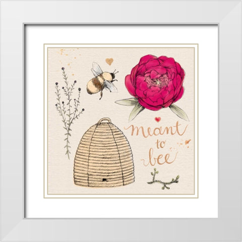 Meant To Bee White Modern Wood Framed Art Print with Double Matting by Elliot, Kerri