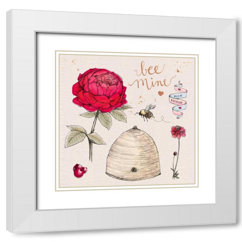Bee Mine White Modern Wood Framed Art Print with Double Matting by Elliot, Kerri