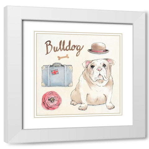 Bulldog Escapades White Modern Wood Framed Art Print with Double Matting by Elliot, Kerri
