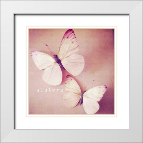 Butterfly Sisters White Modern Wood Framed Art Print with Double Matting by Susannah Tucker Photography