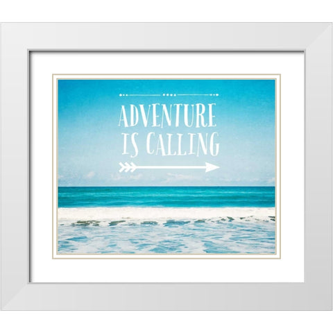 Adventure Is Calling White Modern Wood Framed Art Print with Double Matting by Susannah Tucker Photography