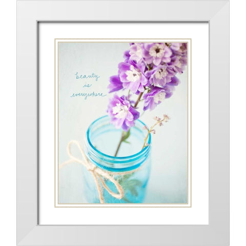 Vibrant Floral Setting 1 White Modern Wood Framed Art Print with Double Matting by Susannah Tucker Photography