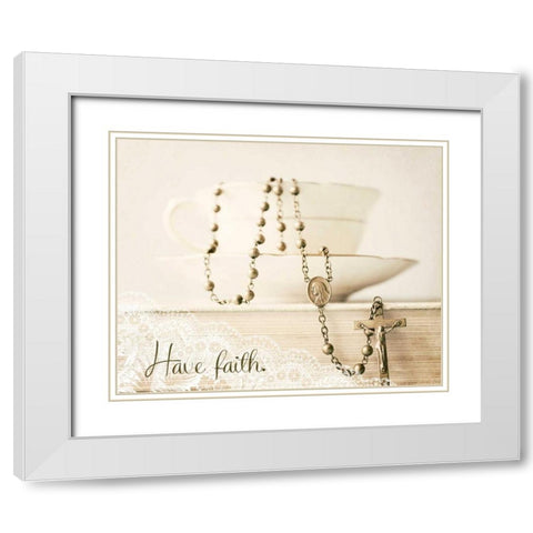 Pretty Teacup Have Faith White Modern Wood Framed Art Print with Double Matting by Susannah Tucker Photography