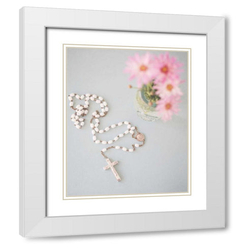Pretty Teacup and Floral 1 White Modern Wood Framed Art Print with Double Matting by Susannah Tucker Photography