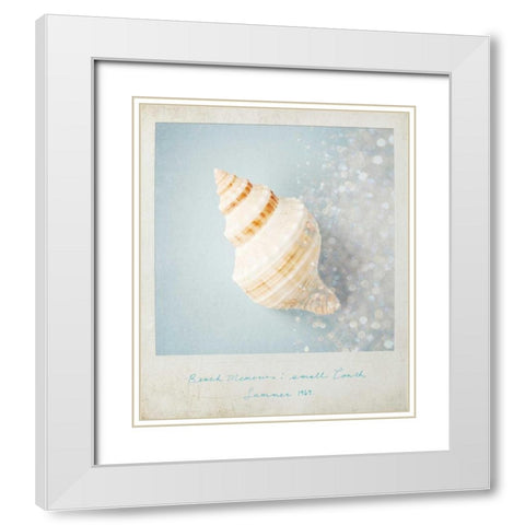 Beach Memories Small Conch White Modern Wood Framed Art Print with Double Matting by Susannah Tucker Photography