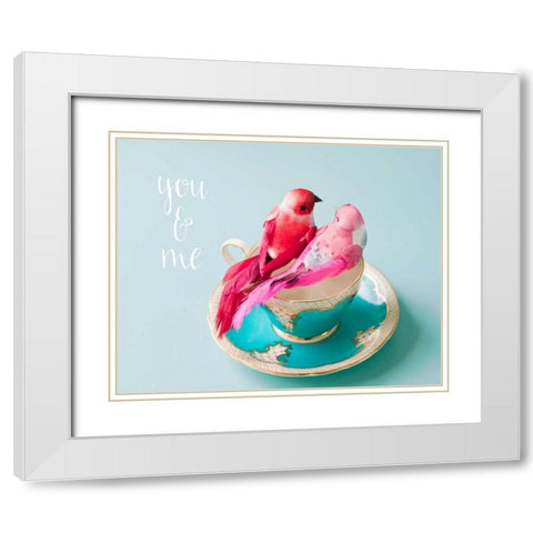 You and Me Love Birds White Modern Wood Framed Art Print with Double Matting by Susannah Tucker Photography