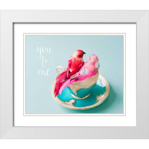You and Me Love Birds White Modern Wood Framed Art Print with Double Matting by Susannah Tucker Photography