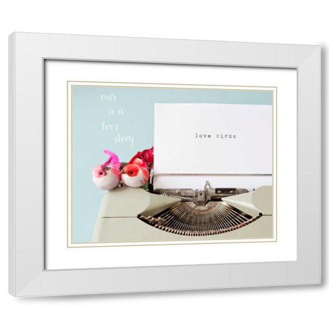 Love Story Love Birds White Modern Wood Framed Art Print with Double Matting by Susannah Tucker Photography