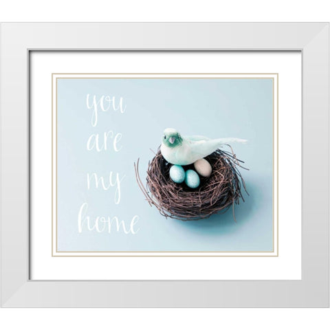 You Are My Home Love Birds White Modern Wood Framed Art Print with Double Matting by Susannah Tucker Photography
