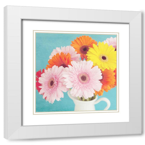 Cheerful Daisies White Modern Wood Framed Art Print with Double Matting by Susannah Tucker Photography