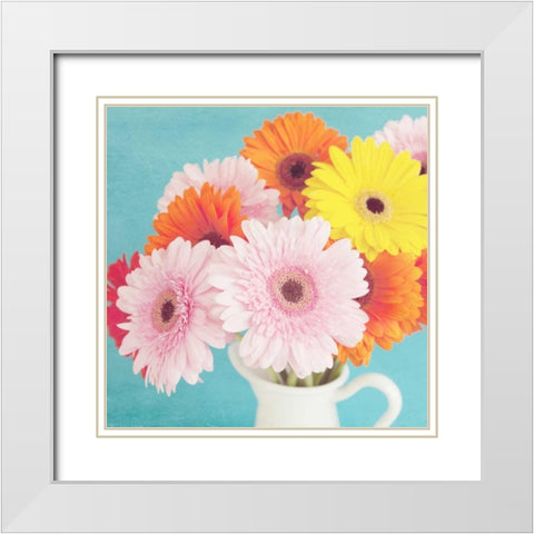 Cheerful Daisies White Modern Wood Framed Art Print with Double Matting by Susannah Tucker Photography