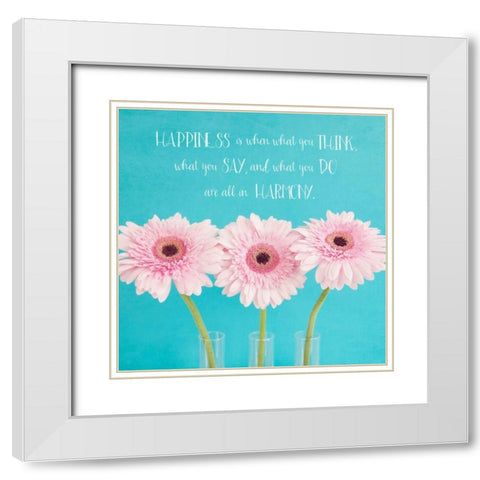 Happiness Is White Modern Wood Framed Art Print with Double Matting by Susannah Tucker Photography