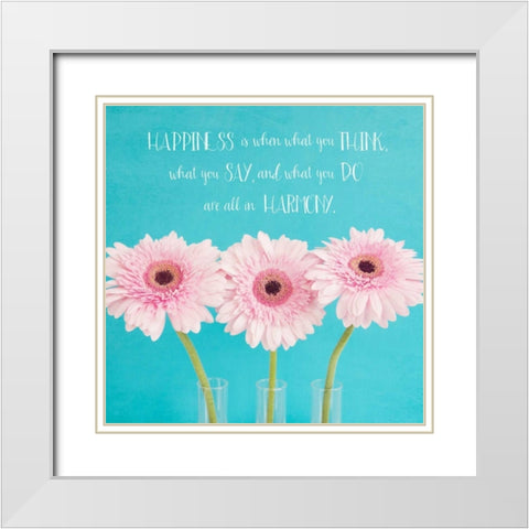 Happiness Is White Modern Wood Framed Art Print with Double Matting by Susannah Tucker Photography