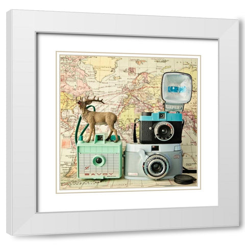 Happy Travels White Modern Wood Framed Art Print with Double Matting by Susannah Tucker Photography