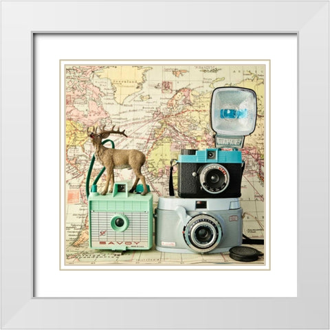 Happy Travels White Modern Wood Framed Art Print with Double Matting by Susannah Tucker Photography