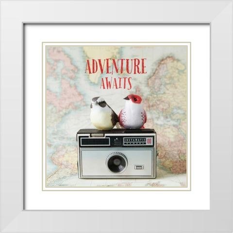 Adventure Awaits White Modern Wood Framed Art Print with Double Matting by Susannah Tucker Photography