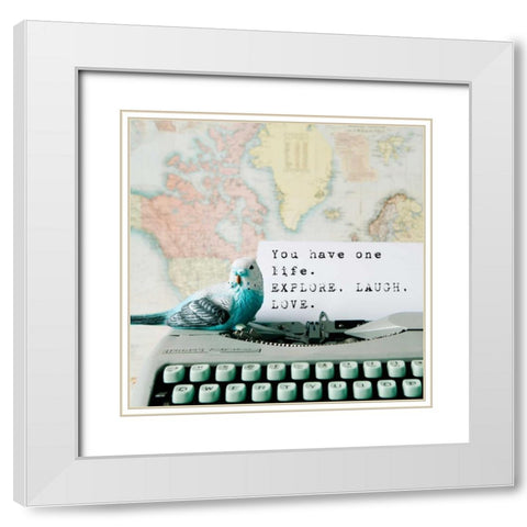 Explore, Laugh, Love White Modern Wood Framed Art Print with Double Matting by Susannah Tucker Photography