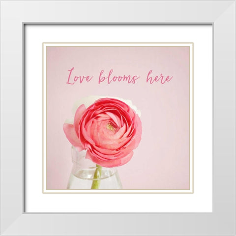 Love Blooms Here White Modern Wood Framed Art Print with Double Matting by Susannah Tucker Photography