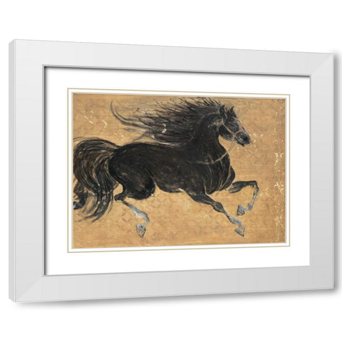 Gilded Stalion 1 White Modern Wood Framed Art Print with Double Matting by Studio M