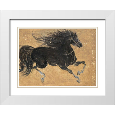 Gilded Stalion 1 White Modern Wood Framed Art Print with Double Matting by Studio M