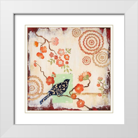 Darling Birds 1 White Modern Wood Framed Art Print with Double Matting by Studio M
