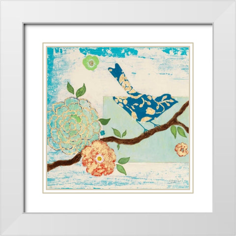 Heavenly Birds 1 White Modern Wood Framed Art Print with Double Matting by Studio M