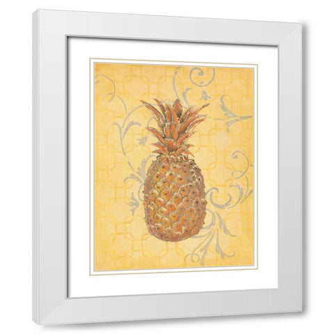 Estate Pineapple 1 White Modern Wood Framed Art Print with Double Matting by Studio M