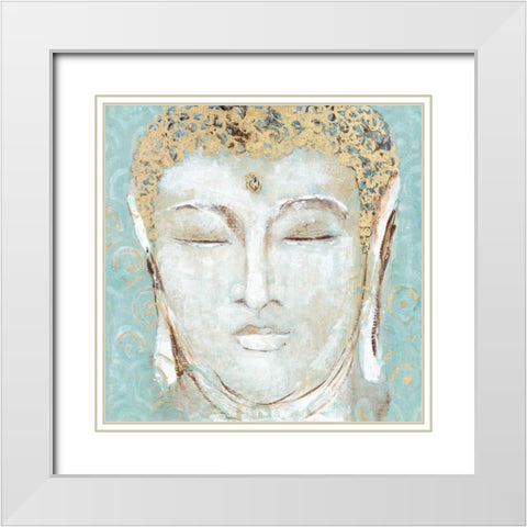 Strength Buddha White Modern Wood Framed Art Print with Double Matting by Studio M