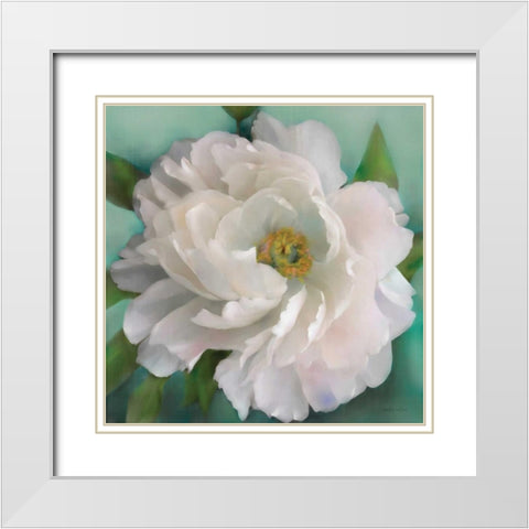 Floral Grace White Modern Wood Framed Art Print with Double Matting by Studio Rofino