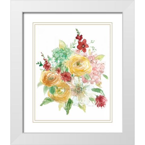 Vintage Style Bouquet White Modern Wood Framed Art Print with Double Matting by Studio Rofino