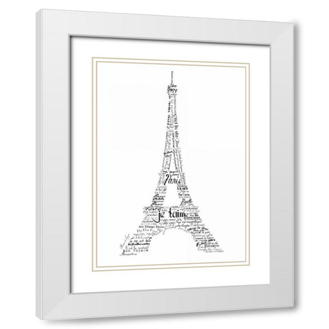 As The French Say-Eiffel Tower White Modern Wood Framed Art Print with Double Matting by De Lauzun, Marion