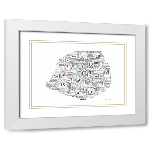 As The French Say-Map White Modern Wood Framed Art Print with Double Matting by De Lauzun, Marion