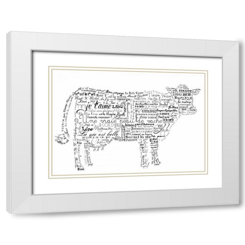 As The French Say-Cow 3 White Modern Wood Framed Art Print with Double Matting by De Lauzun, Marion