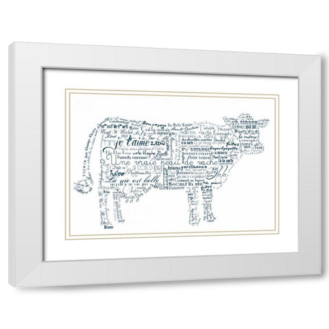 As The French Say-Cow 1 White Modern Wood Framed Art Print with Double Matting by De Lauzun, Marion