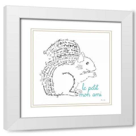 Le Petit Mon Ami Squirrel White Modern Wood Framed Art Print with Double Matting by De Lauzun, Marion
